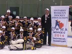 The Sarnia Lady Sting Novice C won gold at this weekend's Ontario Women’s Hockey Association Provincial Championship. The team finished undefeated, allowing only two goals in five games.