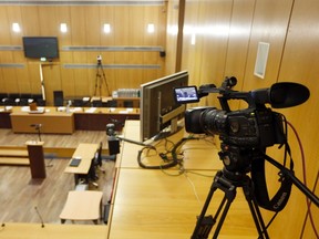 A camera in a Paris courtroom. (REUTERS FILE PHOTO)