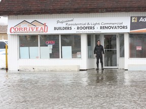 JOHN LAPPA/THE SUDBURY STAR/QMI AGENCY 
Flooding occurred at a number of businesses on Notre Dame Avenue in Sudbury, ON. on Monday, April 14, 2014.