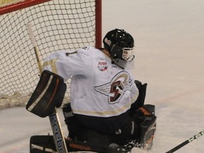 Saints goalie Kenny Cameron backstopped Spruce Grove to its sixth consecutive wins in the AJHL playoffs. (QMI Agency file)