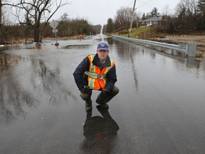 Steady rain continues to keep area water levels high, says Shawn Fairbank, a watershed engineering technologist with the  Cataraqui Region Conservation Authority.
ELLIOT FERGUSON/KINGSTON WHIG-STANDARD/QMI AGENCY
