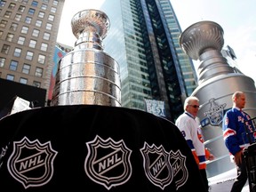 The Stanley Cup sits on display in Times Square in this April 2012 file photo. (REUTERS/Gary Hershorn)