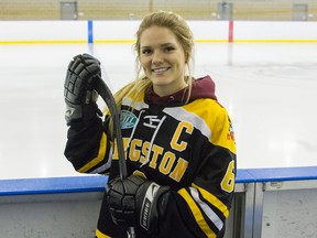 Shelby Perry of the Kingston Junior Ice Wolves will play at Colgate University in Hamilton, N.Y., next season on a full hockey scholarship. (Brianne Ste Marie Lacroix/The Whig-Standard)