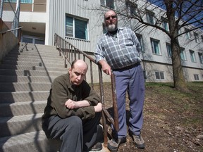 Don Denning, right, says his son Al Geddes, who has schizophrenia, was neglected at a psychiatric hospital in St. Thomas. (DEREK RUTTAN, The London Free Press)