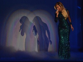 Singer Beyonce performs at the BRIT Awards, celebrating British pop music, at the O2 Arena in London February 19, 2014. (REUTERS/Toby Melville)