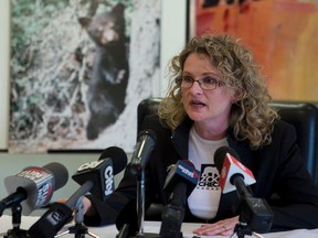 Julie of Zoocheck Canada talks about a planned legal challenge to the re-opening of the spring bear hunt in Ontario planned for May 1. (Jack Boland/Toronto Sun)