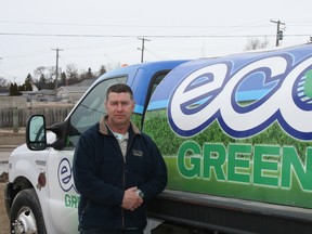 The province's planned pesticide ban will lead to higher prices for the consumer, a loss in business for companies and the spread of noxious weeds, said Ken Wiebe, co-owner of locally based lawn care company Eco Green.(KRISTIN ANNABLE/Winnipeg Sun)