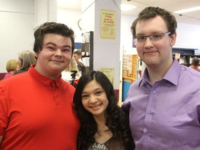 Bryen MacDonald, Stephanie Dong and Michael Bracey are among the students at QECVI who could benefit from an almost $17,000 donation to the school's post-secondary fund. (Michael Lea/The Whig-Standard)