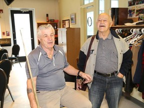 JOHN LAPPA/THE SUDBURY STAR
Yvan Beauchamp, left, and Sergio Ceschin frequent the ParkSide Centre to play snooker.
