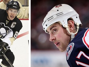 Sidney Crosby and Brandon Dubinsky meet on the ice again tonight. (AFP file photos)