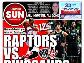 Toronto Sun front page on April 19, 2014.