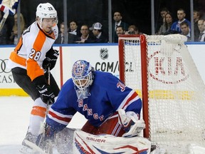 Philadelphia Flyers captain Claude Giroux didn’t have much success against the New York Rangers in Game 1 on Thursday. (Reuters)