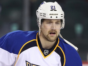 Patrik Berglund has missed the first two games of the St. Louis Blues' series against the Chicago Blackhawks. (QMI Agency)