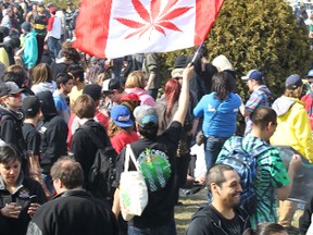 Nearly 2,000 people took part in the annual 4/20 rally on the grounds of the Manitoba Legislative Building on Sunday. (KEVIN KING/Winnipeg Sun)