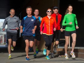 These London runners are heading to Boston for the famed Boston Marathon on April 21st, from left to right; John DePutter, Dave Stollar, John Woolsey, Jen Vording, Nick Groot and Stacy Groppler.
Mike Hensen/The London Free Press/QMI Agency