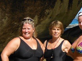 Steven Green/For The Sudbury Star 
Canadians Jane Butler and Janet Carver-Smith join the author, centre, at the famous Baths in Virgin Gorda, part of the British Virgin Islands.