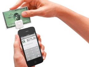 Square, a mobile payment platform, is shown in use with a smartphone in this undated publicity photograph.  REUTERS/Courtesy Square/Handout