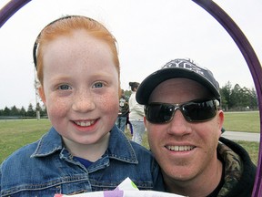 Taylor (left) and Ryan Ruckle prior to the Langton Firefighters Women’s Auxiliary 25th Anniversary Easter Egg Hunt. Ryan participated in the first event, and continues to enjoy the annual tradition. Jeff Tribe/Tillsonburg News