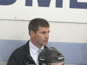 Duane Harmer, seen here behind the bench during this past Western Jr. C season with the Mitchell Hawks, is the head coach starting this season. ANDY BADER/MITCHELL ADVOCATE