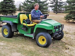 Craig Hamilton, one of the groundskeepers at the Vulcan Golf and Country Club, was out Monday preparing for the opening of the course’s front nine, which is scheduled for tomorrow (Tuesday, April 22).
