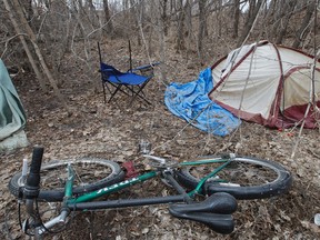 Homeless encampment in Edmonton's river valley. (IAN KUCERAK/Edmonton Sun)