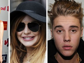 Tori Spelling, Lindsay Lohan, and Justin Bieber.

(REUTERS)