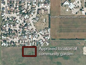 Vulcan Town council approved April 14 a location for the proposed community garden.
Photo courtesy of Google Maps