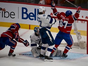Max Pacioretty of the Canadiens scores the winning goal against the Tampa Bay Lightning on Tuesday night. (Martin Chevalier/QMI Agency)
