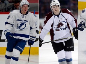 Tampa Bay Lightning's Ondrej Palat, Nathan MacKinnon of the Colorado Avalanche, and Lightning teammate Tyler Johnson were named the finalists for the NHL's Calder Trophy as the league's top rookie on Wednesday, April 23, 2014. (QMI Agency/Files)
