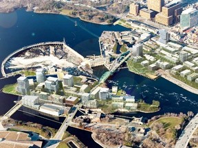 This is an overhead sketch of the Zibi waterfront development by Windmill Development Group. It's a  $1-billion plan to redevelop the old Domtar lands on the Ottawa River. JON WILLING/OTTAWA SUN/QMI Agency
