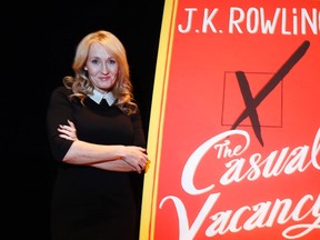 Author J.K. Rowling poses for a portrait while publicizing her adult fiction book "The Casual Vacancy" at Lincoln Center in New York October 16, 2012. 

REUTERS/Carlo Allegri