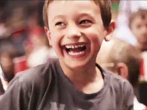 This young Grand Rapids Griffins fan had his night made after Jordin Tootoo gave him his stick while heading to the dressing room. (YouTube screengrab)