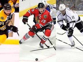 Jonathan Toews, Anze Kopitar, and Patrice Bergeron have been nominated for the Frank J. Selke Trophy. (AFP Photo)