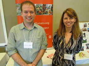 One Tomato co-founders Darren Hakker and Megan O'Neil-Renaud were part of Thursday's Sustainable Communities Conference held at Lambton College. Hakker and O'Neil-Renaud spoke about their plans for a local food hub to provide locally grown food to restaurants and institutions. The conference was hosted by the Bluewater Sustainability Initiative. (PAUL MORDEN/THE OBSERVER/QMI AGENCY)