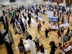 Emily Mountney/The Intelligencer
Job seekers make their way through vendors at The Quinte Region Career and Training Fair held at the Quinte Sports and Wellness Centre in Belleville.