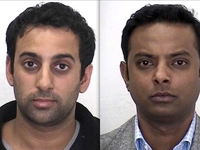 Amitabh Chauhan, left, of Ancaster, and Suganthan Kayilasanathan, of Markham, faces multiples sex-related charges. (Toronto Police handout)
