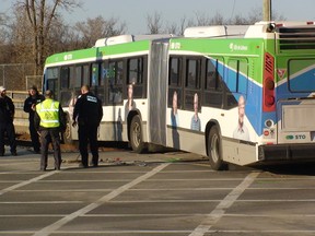 Gatineau police and STO inspectors are investigating the city's 15th bus crash in six months since the new Rapibus transit line was rolled out. AEDAN HELMER / OTTAWA SUN