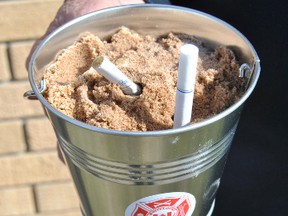 The Whitecourt Fire Department has purchased 1,000 of these metal bucket ashtrays to be given out free of charge to the public as a way to prevent fires from improperly discarded cigarettes.
Barry Kerton | Whitecourt Star