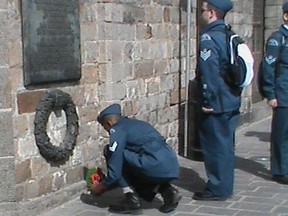 Cadets laid wreaths at the Vimy Ridge war memorial for the Stony Plain Legion. - Photo Supplied