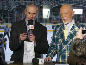 Ron MacLean and Don Cherry take Coach's Corner on the road as the Peterborough Petes host the Sault Ste. Marie Greyhounds on Saturday, Feb. 9, 2013. (CLIFFORD SKARSTEDT/PETERBOROUGH EXAMINER/QMI AGENCY)