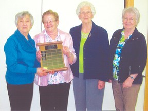 The team of Mary Rzepa, Diane Munro, Joyce Jaeger, and Gwen Storey won the A Division of the Portage Spooner Ladies Bowling League. (Submitted photo)