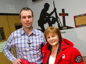 Londoner and Olympic ski cross athlete Dave Duncan joins London-Fanshawe MP Irene Mathyssen as he announces he will be auctioning off a pair of Canadian Olympic jackets from Sochi to raise funds for Wounded Warriors, an organization that provides programs and services for wounded soldiers and their families.  
CRAIG GLOVER/The London Free Press/QMI Agency