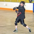 Jaxon Slocombe, 12, prepares to receive a pass during a drill Saturday at the Vulcan District Arena. The Vulcan Vikings play their first games next Saturday, May 3 at home.
