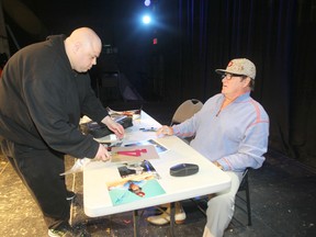 Huge baseball fan, Curtis, was first in line to meet former baseball player Pete Rose in Winnipeg at the Park Theatre today.  Saturday, April 26, 2014.  Chris Procaylo/Winnipeg Sun/QMI Agency