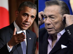 A split image of Barack Obama and Donald Sterling. (REUTERS/Junko Kimura-Matsumoto & AFP PHOTO/ROBYN BECK)