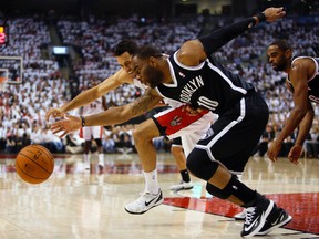 Raptors’ Landry Fields hurt his tailbone during Game 3 forcing him to miss last night’s tilt. (USA Today)