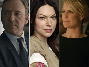 Kevin Spacey (House of Cards), Laura Prepon (Orange Is The New Black), and Robin Wright (House of Cards). (Handout photos)