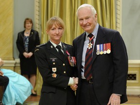 Angel MacEachern was awarded a Medal of Bravery by David Johnston, the Governor General of Canada, at a ceremony in Ottawa on Thursday. 
PHOTO MCPL VINCENT CARBONNEAU, RIDEAU HALL