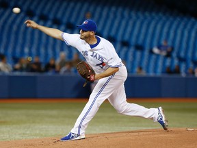 Blue Jays pitcher Dustin McGowan has a lot on the line Tuesday night, including his starting-rotation position. (TORONTO SUN/FILE)