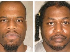 Death row inmates Charles Warner (R) and Clayton Lockett are seen in a combination of pictures from the Oklahoma Department of Corrections dated June 29, 2011. REUTERS/Oklahoma Department of Corrections/Handout